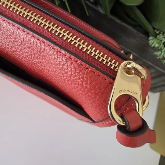 Coach Pennie Crossbody Bag With Coin Purse Mango Red Pebbled Leather-NWOT - Picture 6 of 14